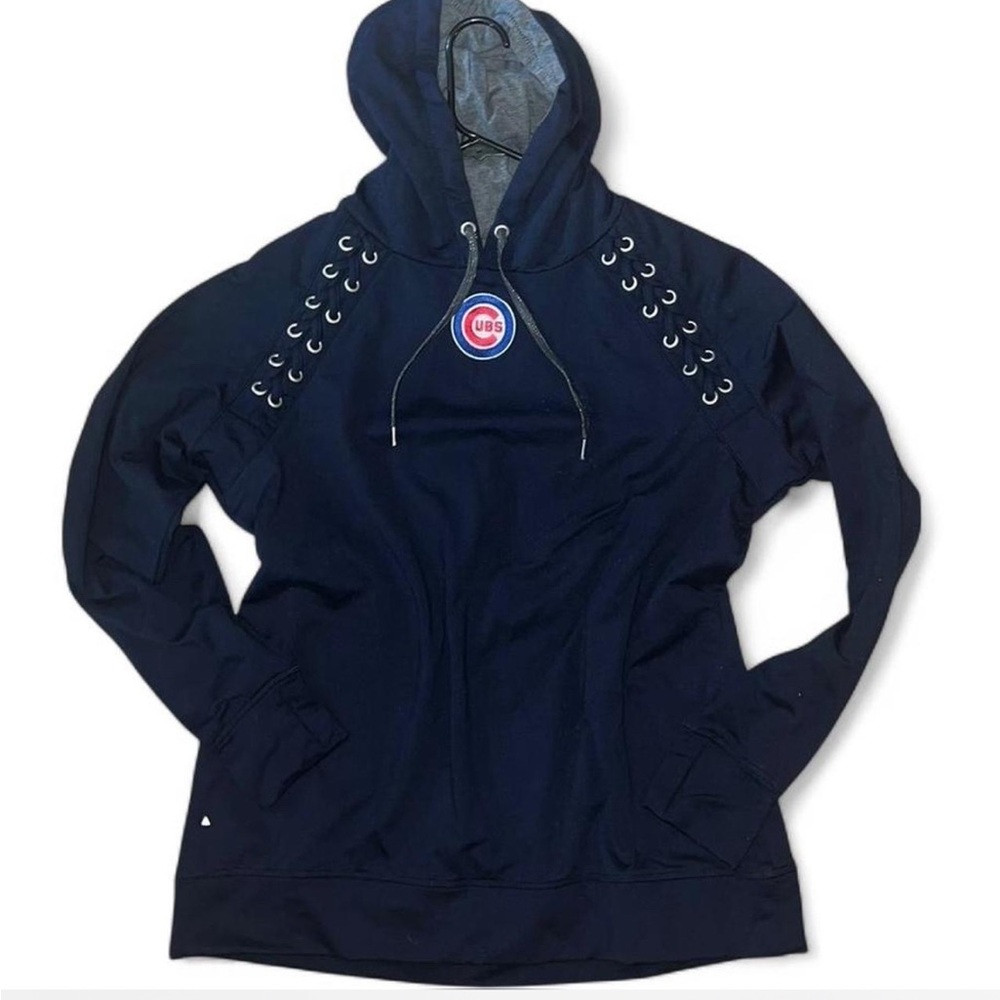 Women's MLB Cubs Hoodie with Lace-Up Detail